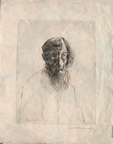 man with yarmulka,print.Signed by artist
