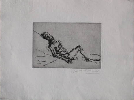 blind beggar 1918 etching on paper signed