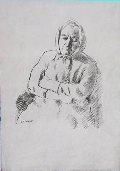 artist's mother sleeping,lithograph, signed and created 1930