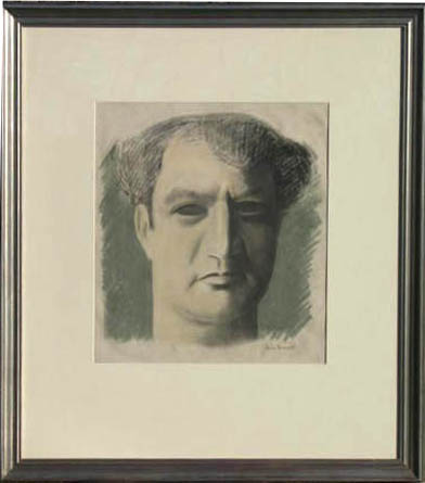 early portrait of Jacob Epstein, the sculptor 1921,pastel,authenticated by Sarah Kramer,the artist's sister.Signed by the artist