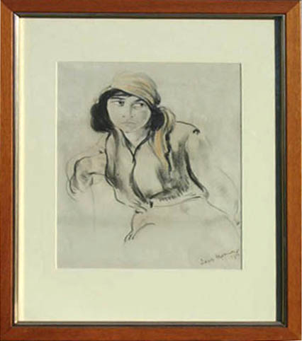 artist's sister,sarah roberts,dressed as a gypsy girl,pastel,signed and dated 1916