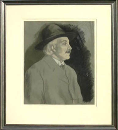 portrait of albert einstein,pastel,signed and dated by artist 1930